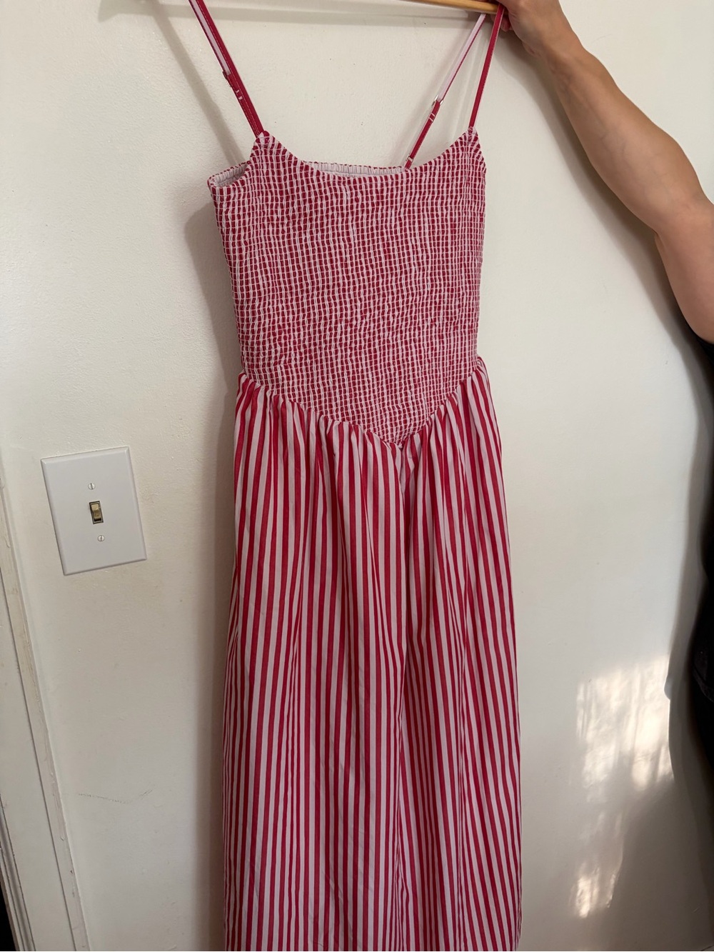 Abercrombie & Fitch Pink and White Striped Smocked Sundress